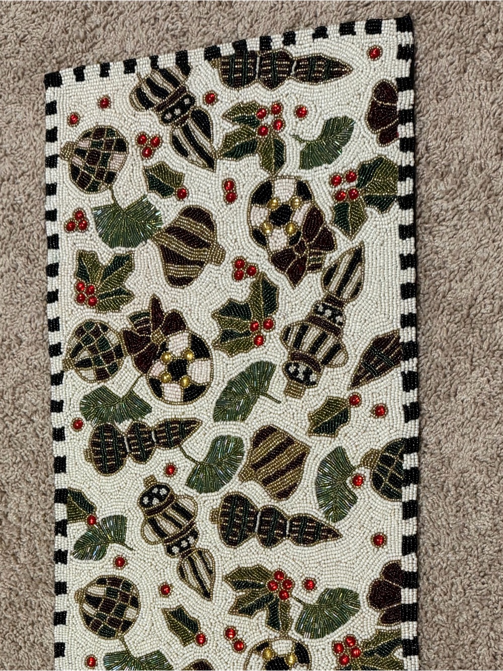 New MacKenzie-Childs Beaded Christmas Table Runner